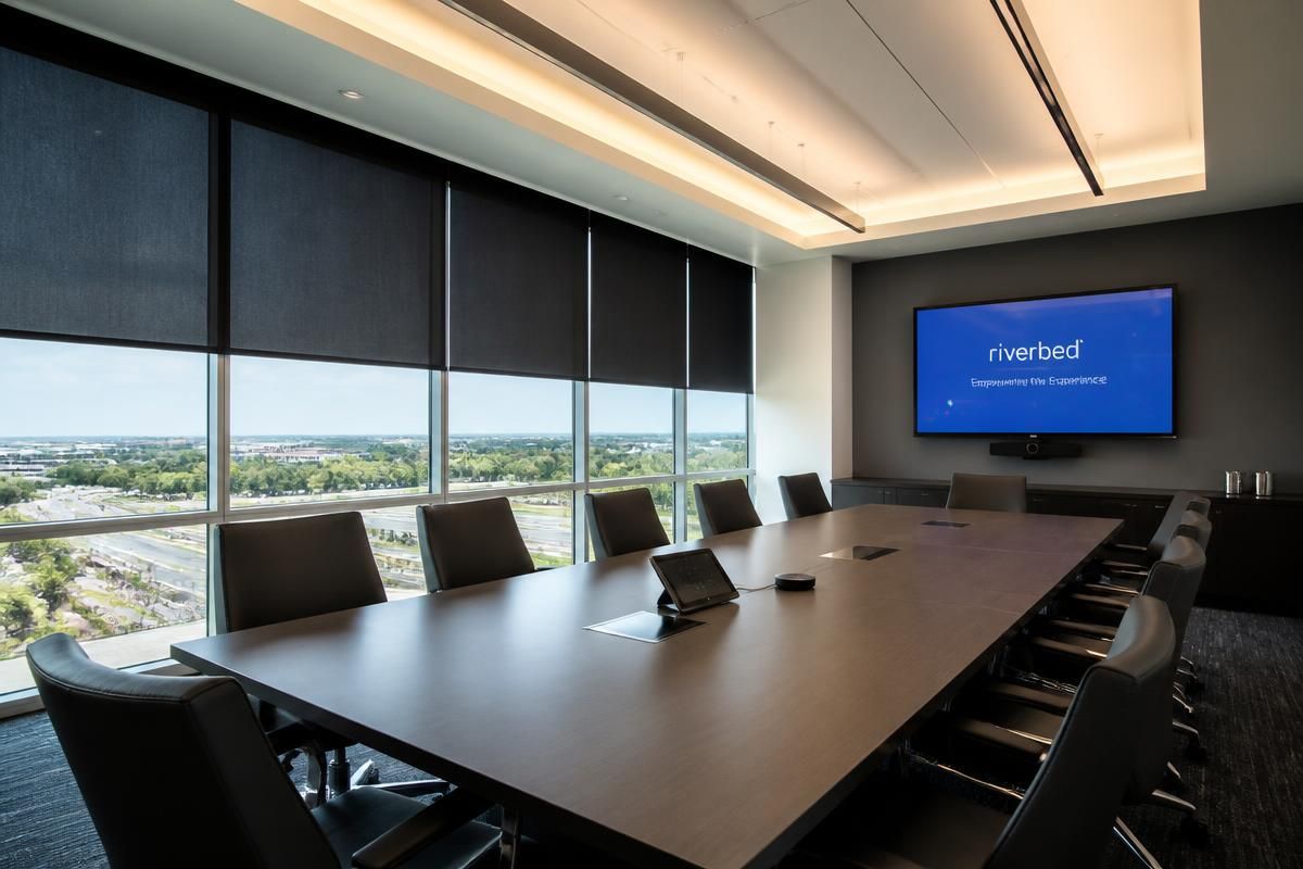 Commercial blackout roller shades in a Vancouver office boardroom