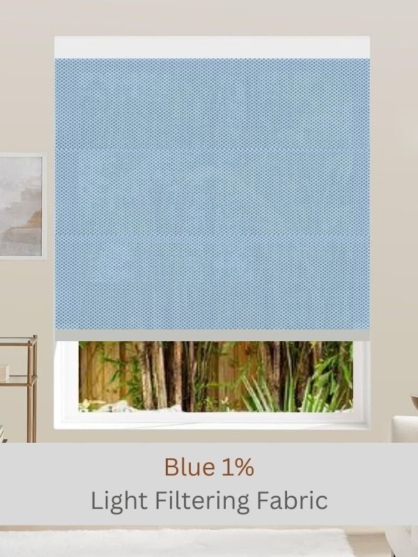 Blue 1% light filtering roller shade fabric