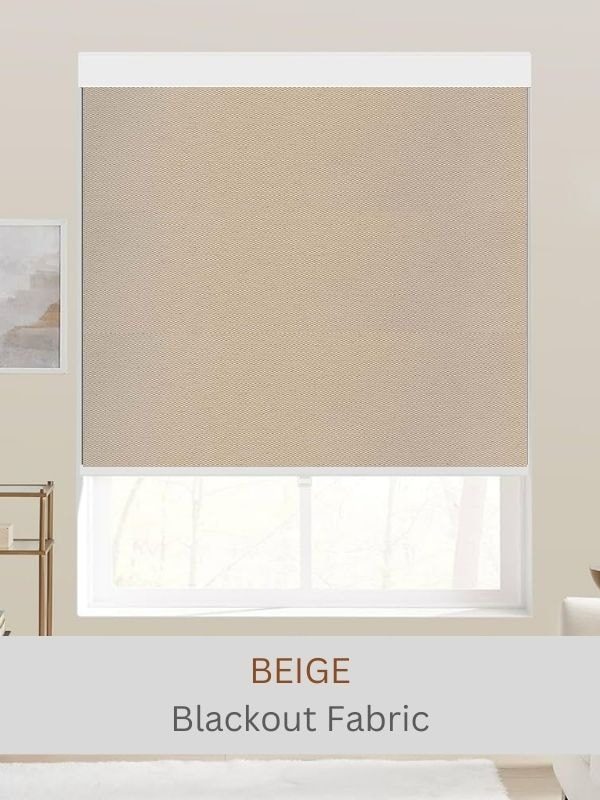 Beige blackout roller shade fabric