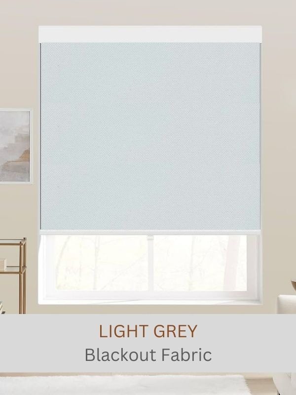 Light grey blackout roller shade fabric